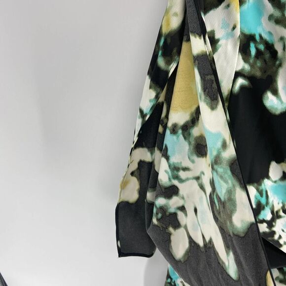 Kenneth Cole urban bouquet green watercolor collared wrap dress NWT Womens XS - Picture 4 of 10